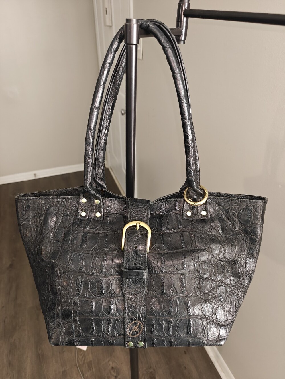 Parker Adeline Hand Crafted Croc Embossed Leather Stand-up Tote